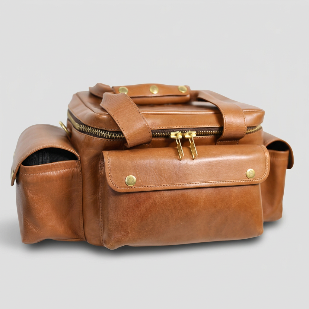 Ultimate Range Bag in Premium Aniline Leather with expanded square framing